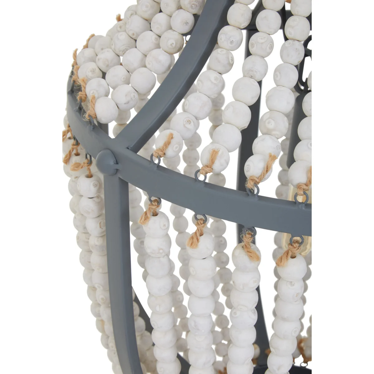 Lapiz Antique White Wooden Beads and Grey Pendant Light - White, Grey – image 6