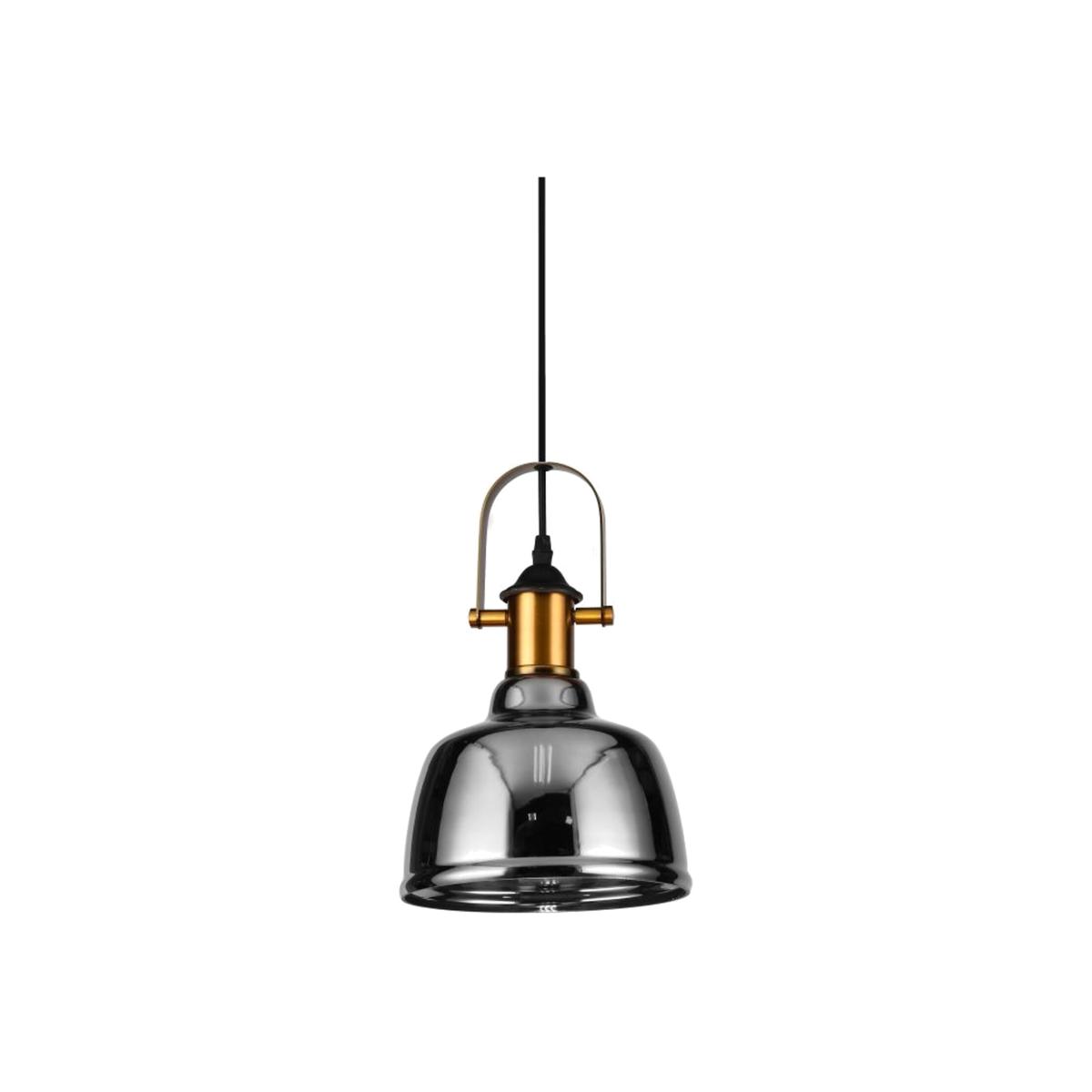CGC TOBY Industrial Grey Smoked Glass Pendant Light with Brass Fitting - grey – image 1