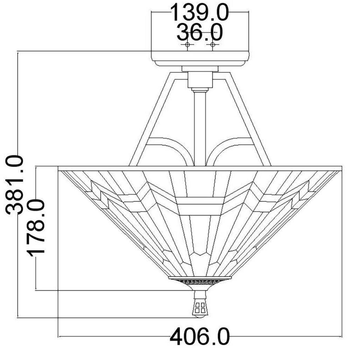 Alcott 2 Light Large Tiffany Semi Flush - Bronze Finish, E27 - Bronze – image 2