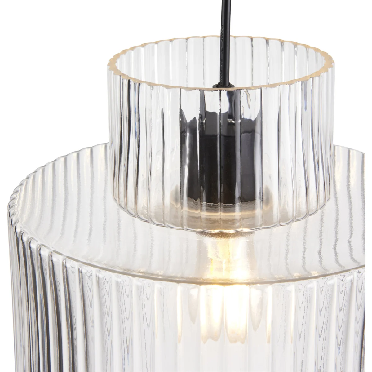 Portland Ceiling Single Pendant Light - Matt Black And Clear Ribbed Glass – image 3