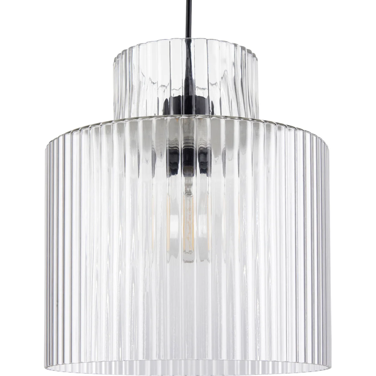 Portland Ceiling Single Pendant Light - Matt Black And Clear Ribbed Glass – image 4