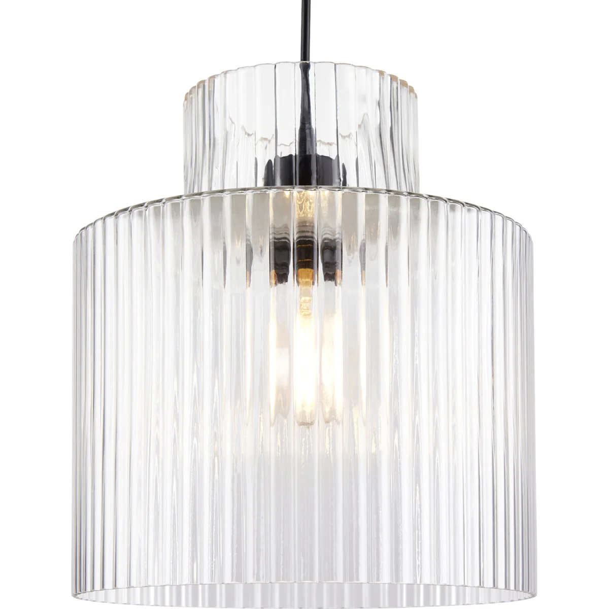 Portland Ceiling Single Pendant Light - Matt Black And Clear Ribbed Glass – image 6