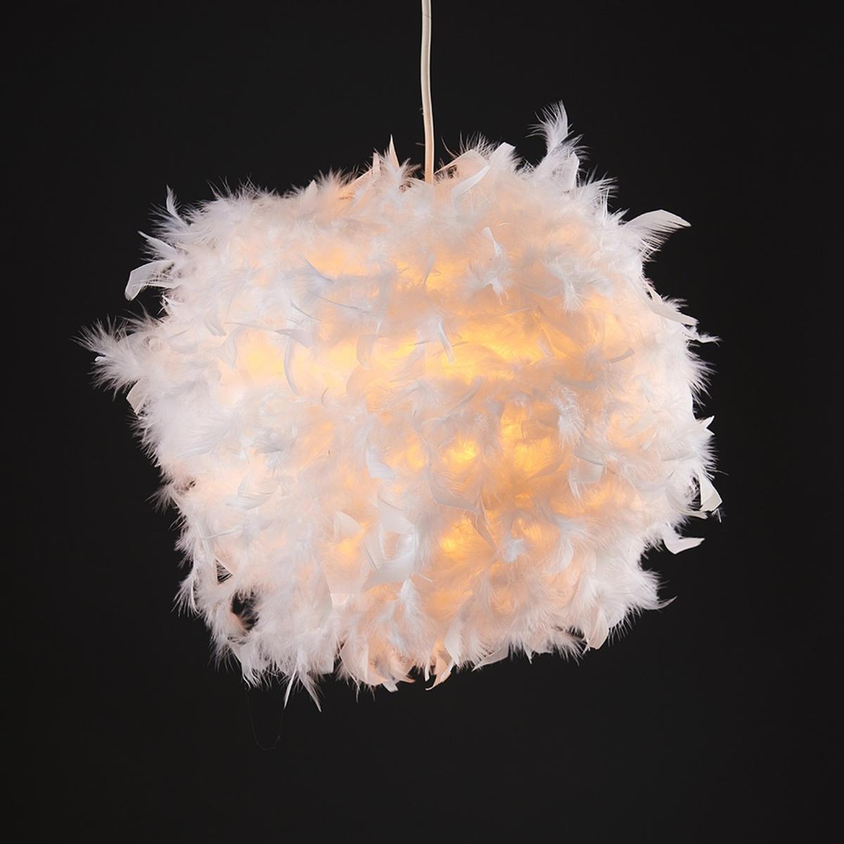 Modern White Fluffy Feather Ball Pendant Ceiling Light Shade - White – image 6