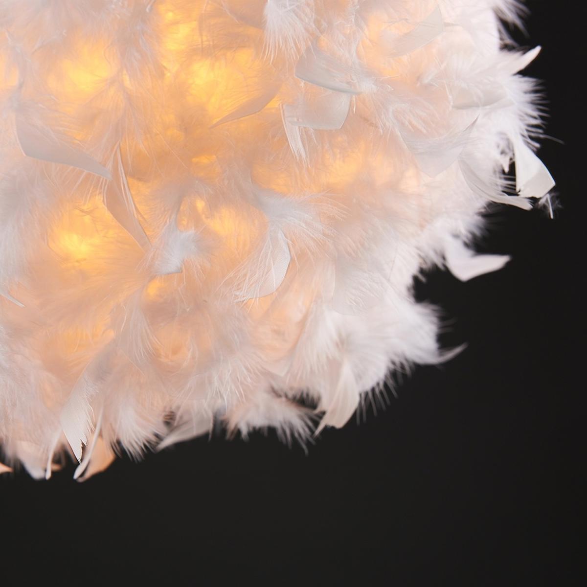 Modern White Fluffy Feather Ball Pendant Ceiling Light Shade - White – image 7