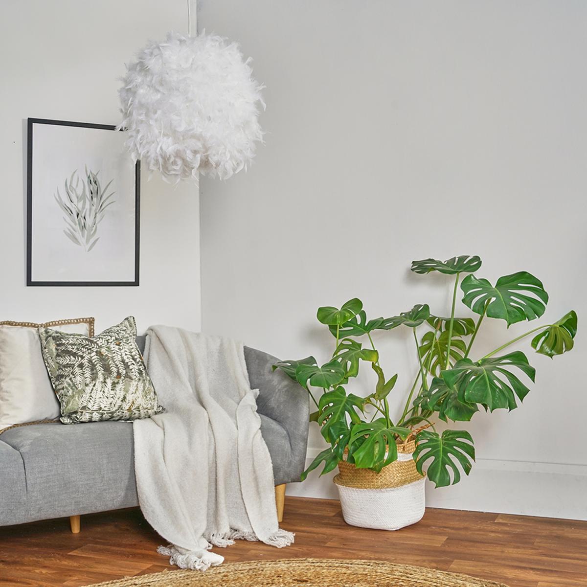 Modern White Fluffy Feather Ball Pendant Ceiling Light Shade - White – image 8