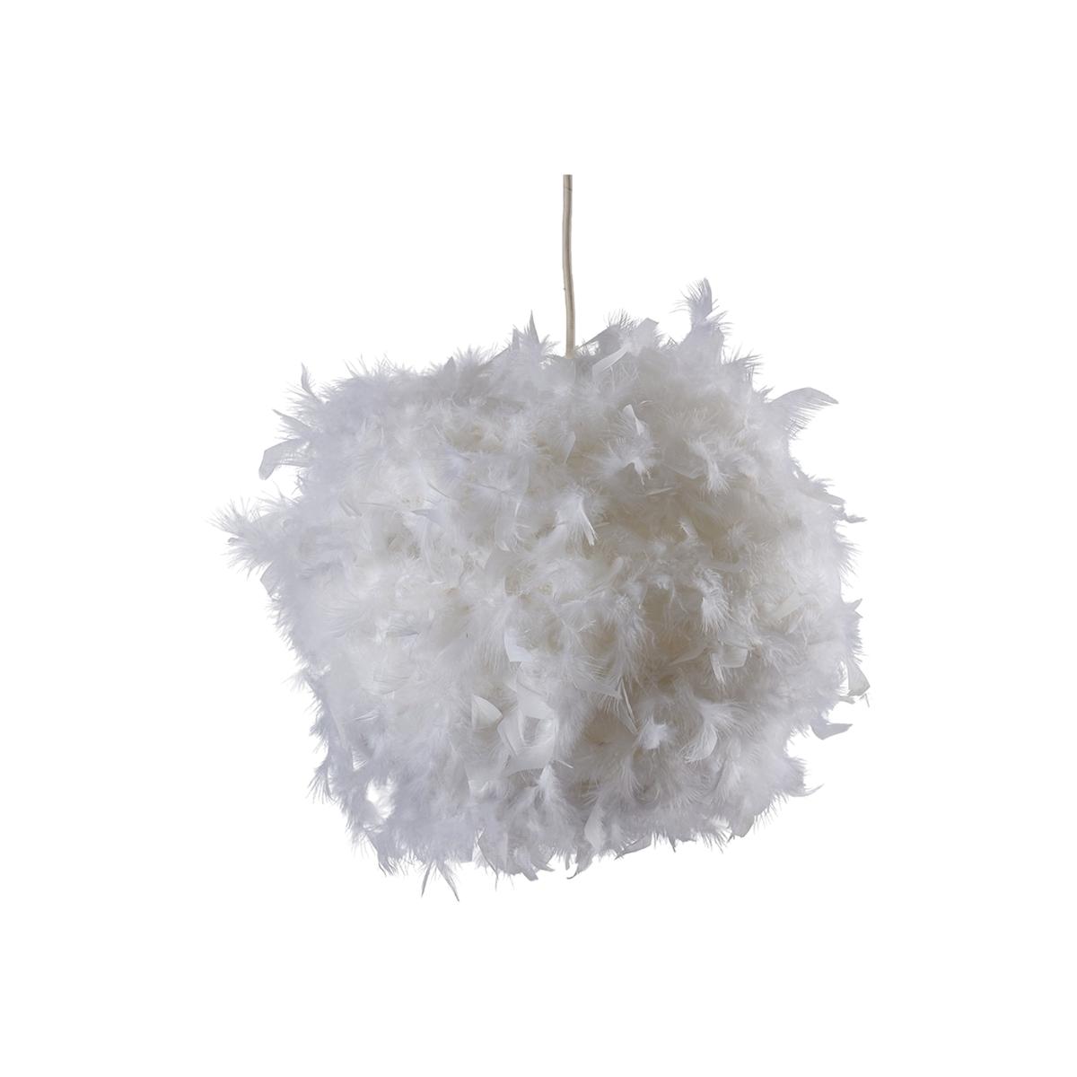 Modern White Fluffy Feather Ball Pendant Ceiling Light Shade - White – image 1