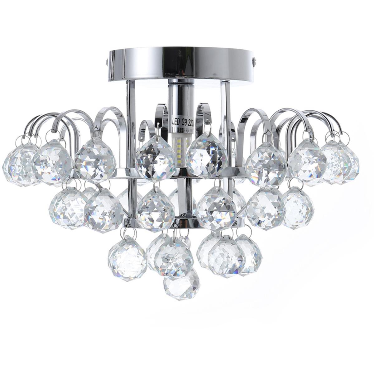 Tiered Crustal Semi Flush Mount Ceiling Light - White – image 2