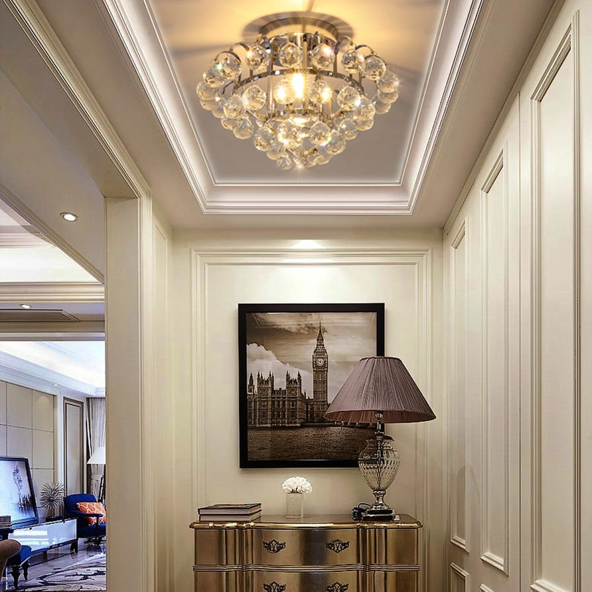Tiered Crustal Semi Flush Mount Ceiling Light - White – image 3