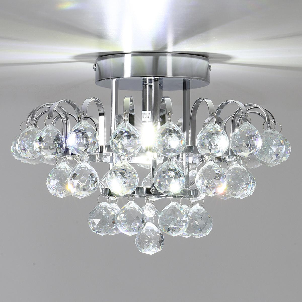 Tiered Crustal Semi Flush Mount Ceiling Light - White – image 1