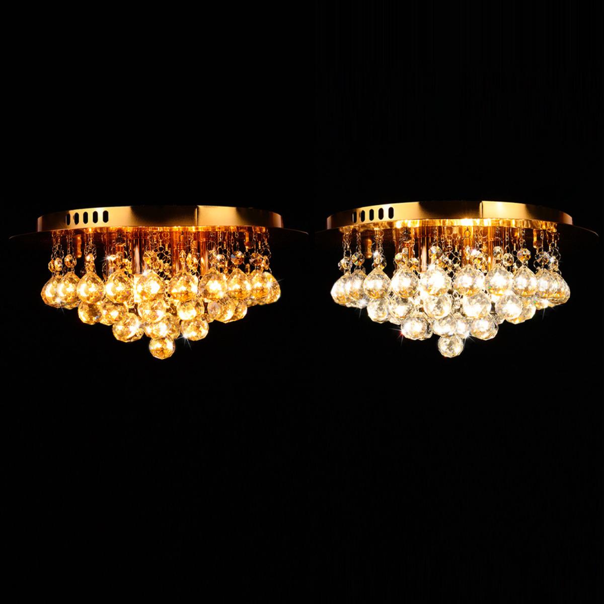 Circular Crystal Semi Flush Light - Gold – image 5