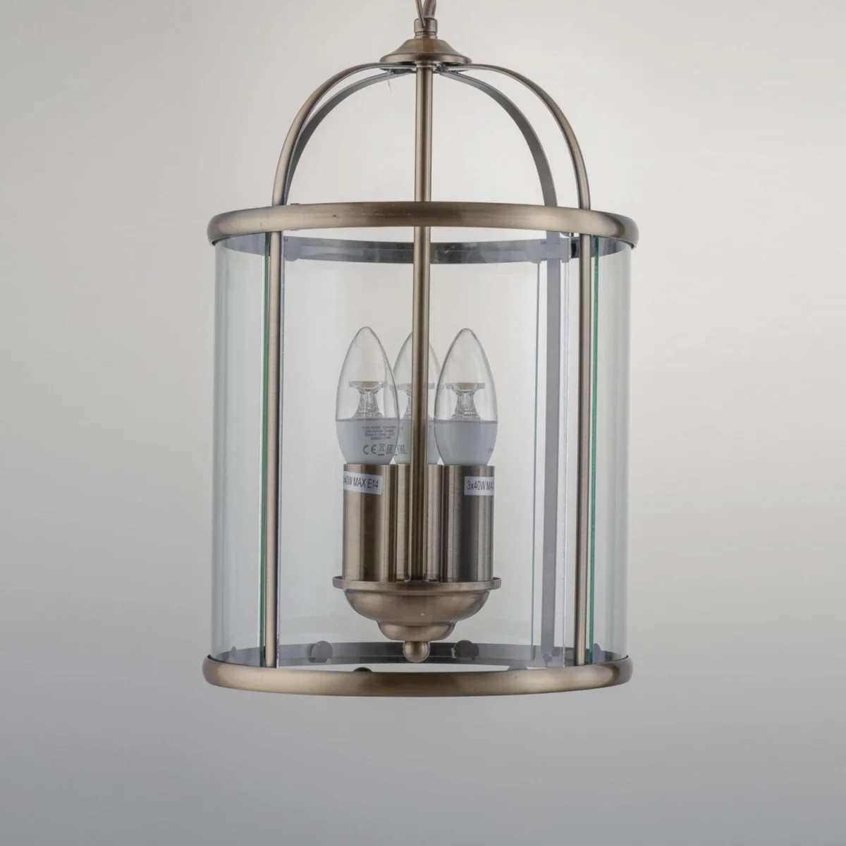 Alicia 3lt Ceiling Single Pendant Light - Antique Brass Plate And Clear Glass – image 2