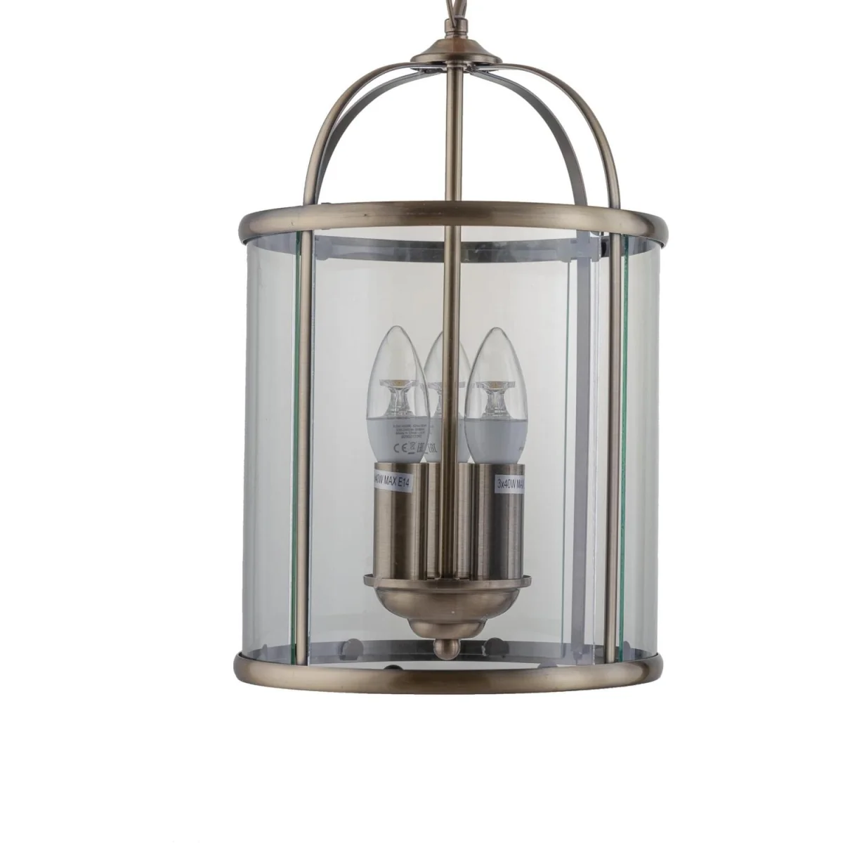 Alicia 3lt Ceiling Single Pendant Light - Antique Brass Plate And Clear Glass – image 3