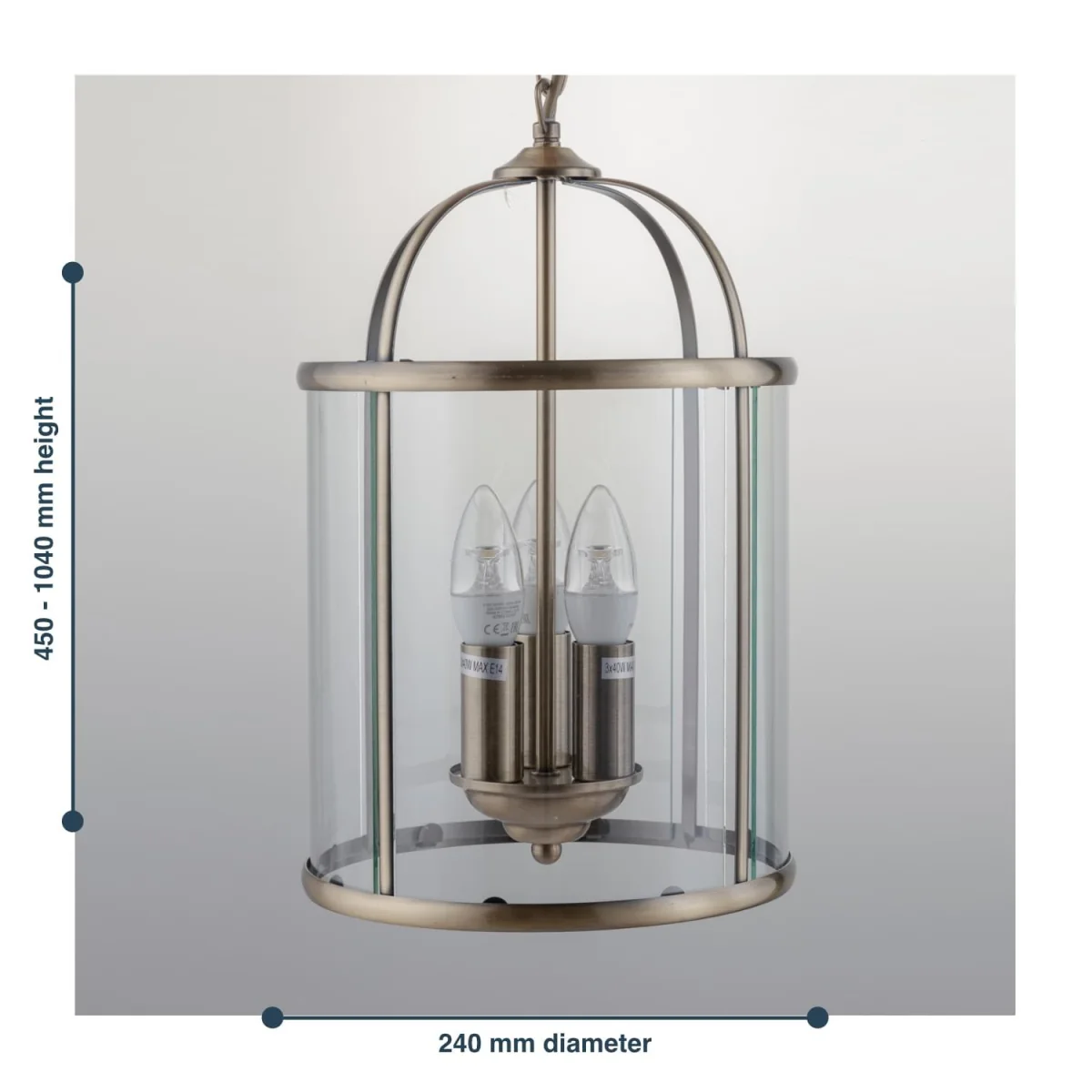 Alicia 3lt Ceiling Single Pendant Light - Antique Brass Plate And Clear Glass – image 6