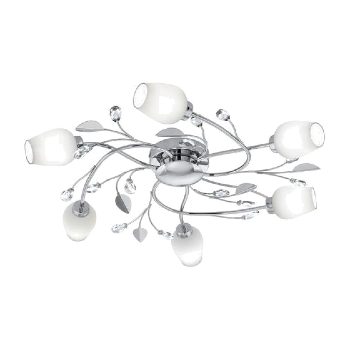 Pitale Floral Chrome and White Satin Glass Ceiling Light - Grey
