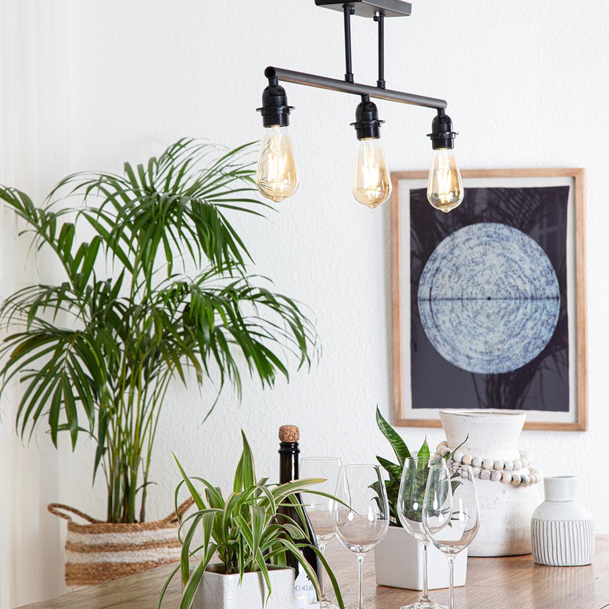 3 Way Black Satin Pipework Industrial Ceiling Light - Black – image 2