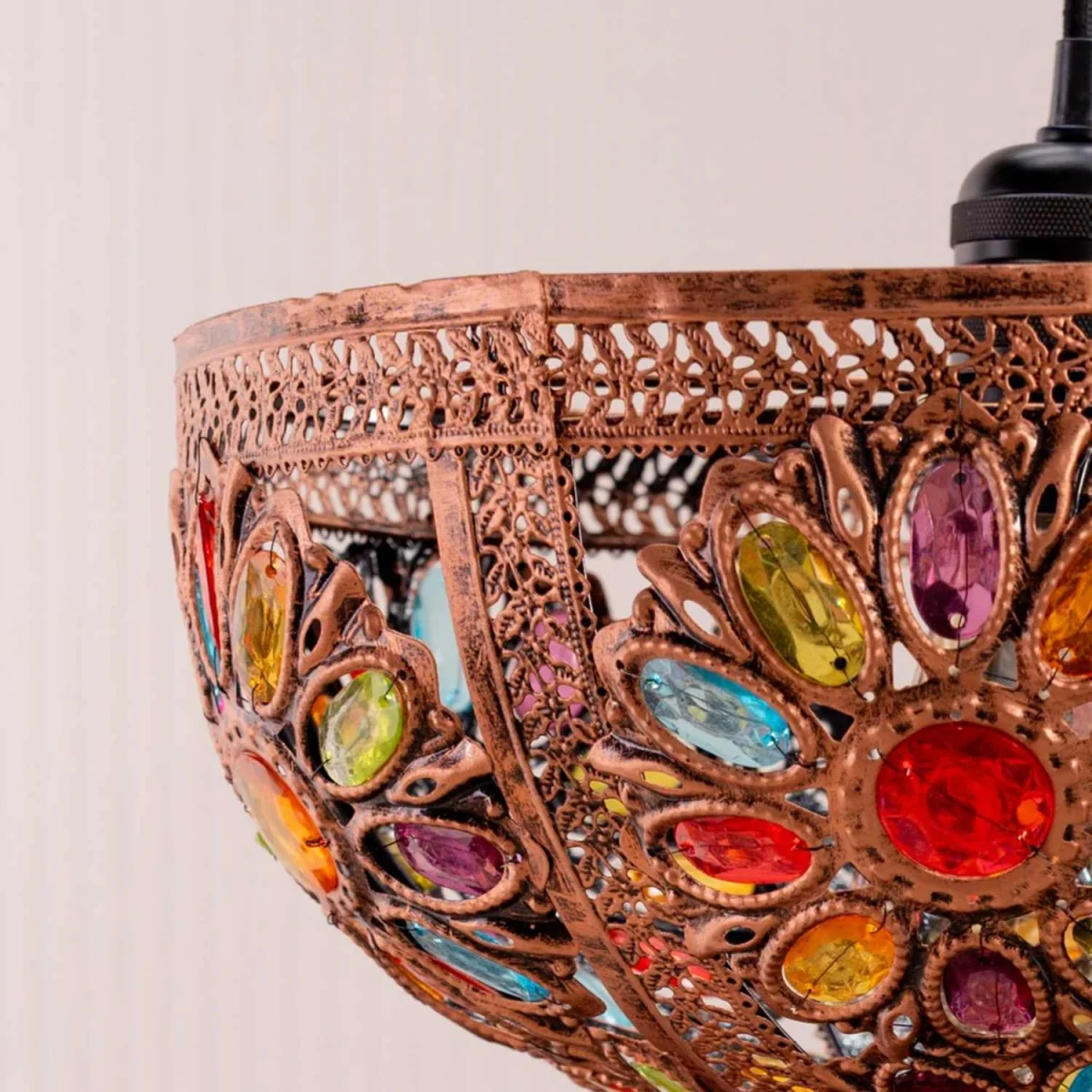 Samia Moroccan Bazaar Style Bronze Ceiling Light Shade with Multi Coloured Jewels - Bronze / 0.75kg – image 3