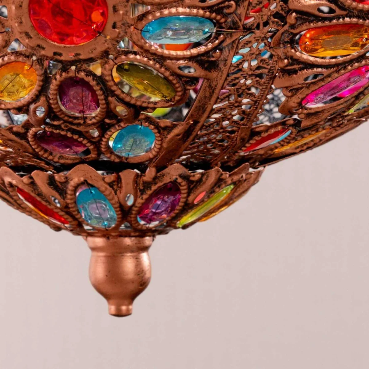 Samia Moroccan Bazaar Style Bronze Ceiling Light Shade with Multi Coloured Jewels - Bronze / 0.75kg – image 4