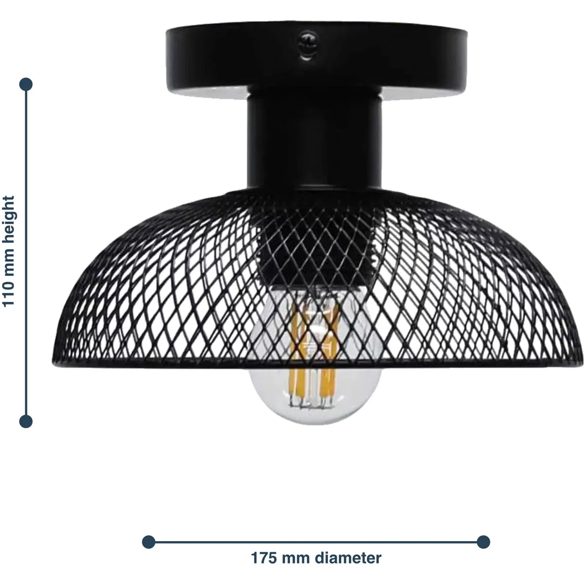 Set Of 2 Cassidy Small Black Mesh Ceiling Flush Lights - Black – image 5