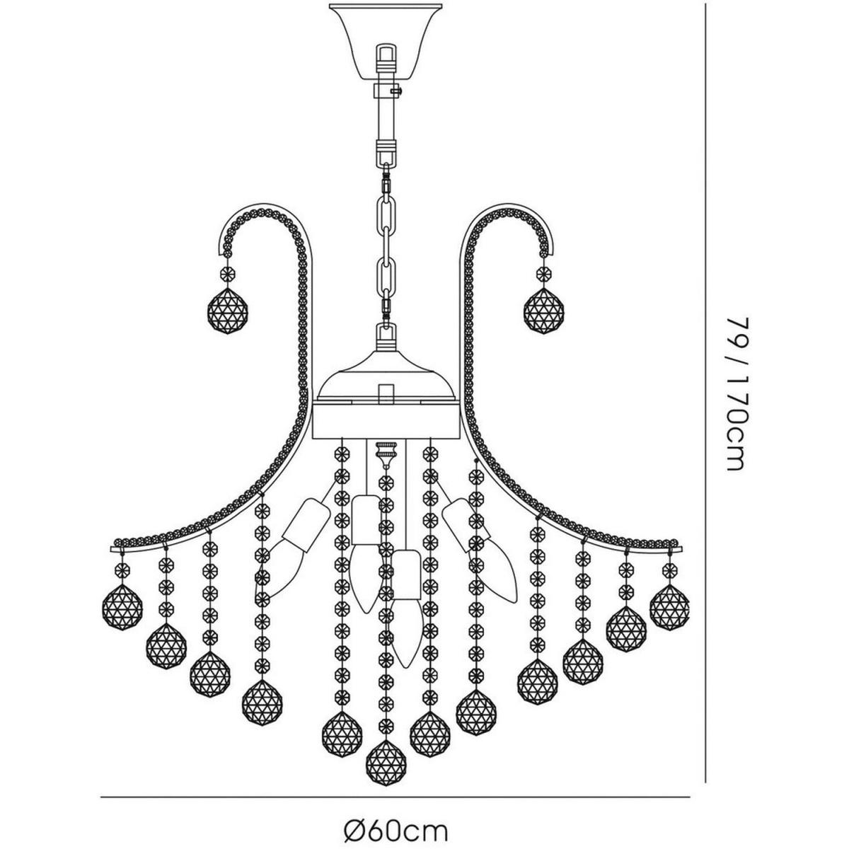 Bask Ceiling Pendant Round 6 Light Polished Chrome, Crystal - Polished Chrome – image 5