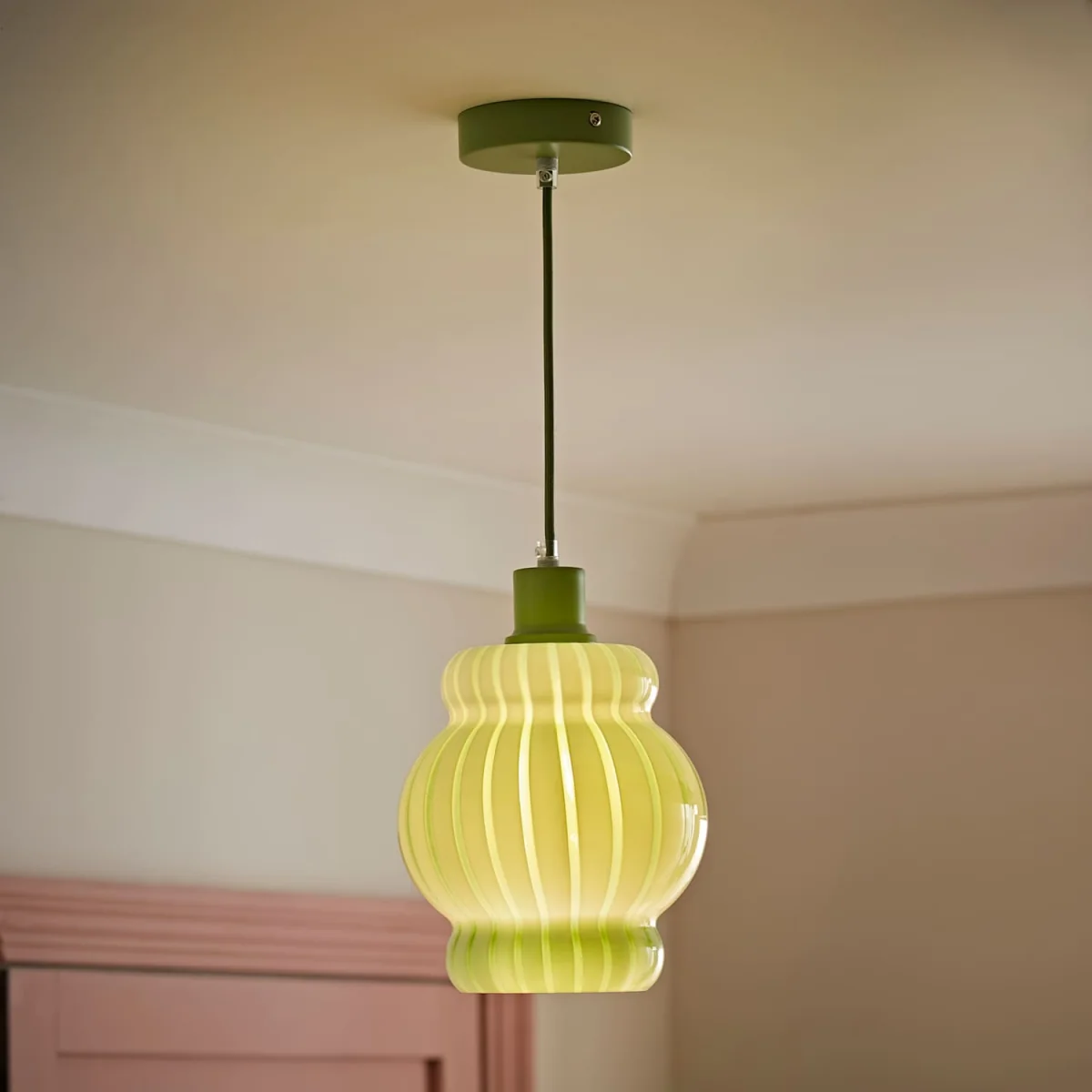 Taffy Stripe Glass Pendant Ceiling Light - Green / 0.94kg – image 2