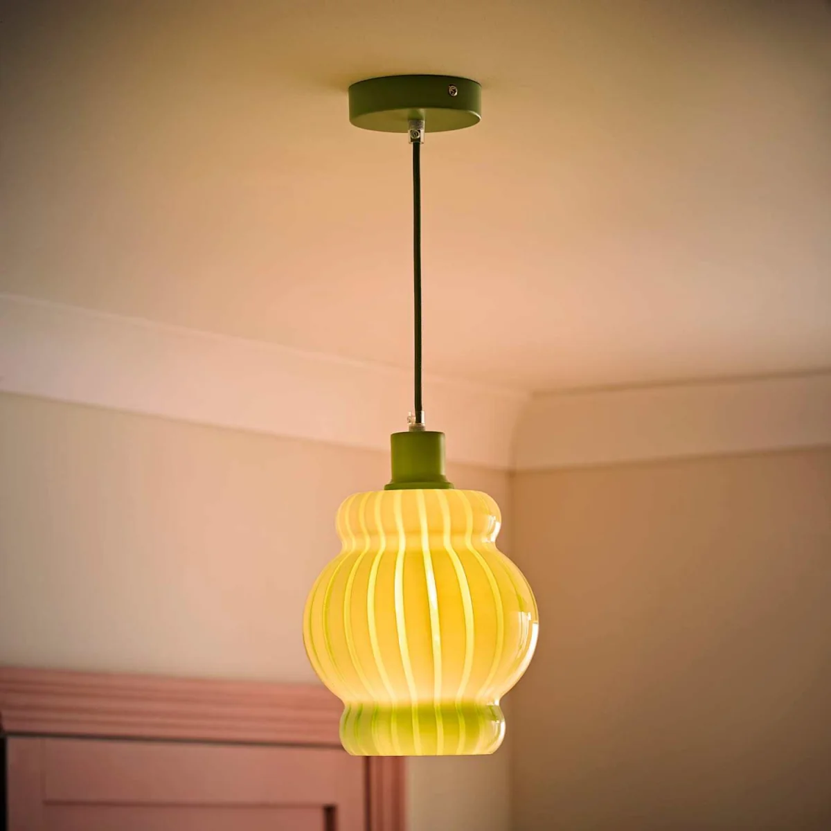 Taffy Stripe Glass Pendant Ceiling Light - Green / 0.94kg – image 3