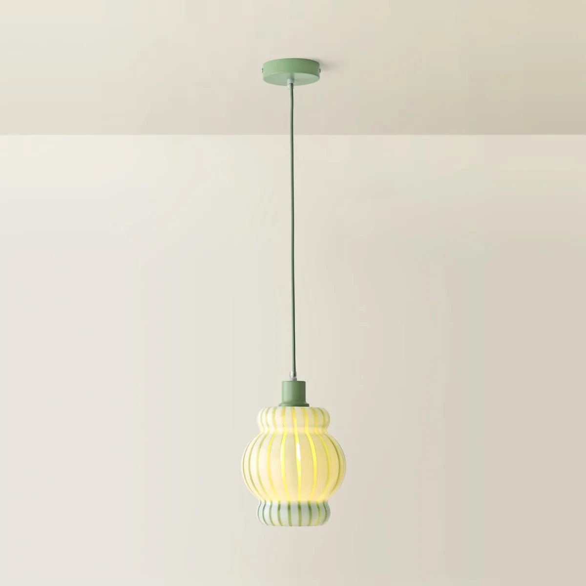 Taffy Stripe Glass Pendant Ceiling Light - Green / 0.94kg – image 4