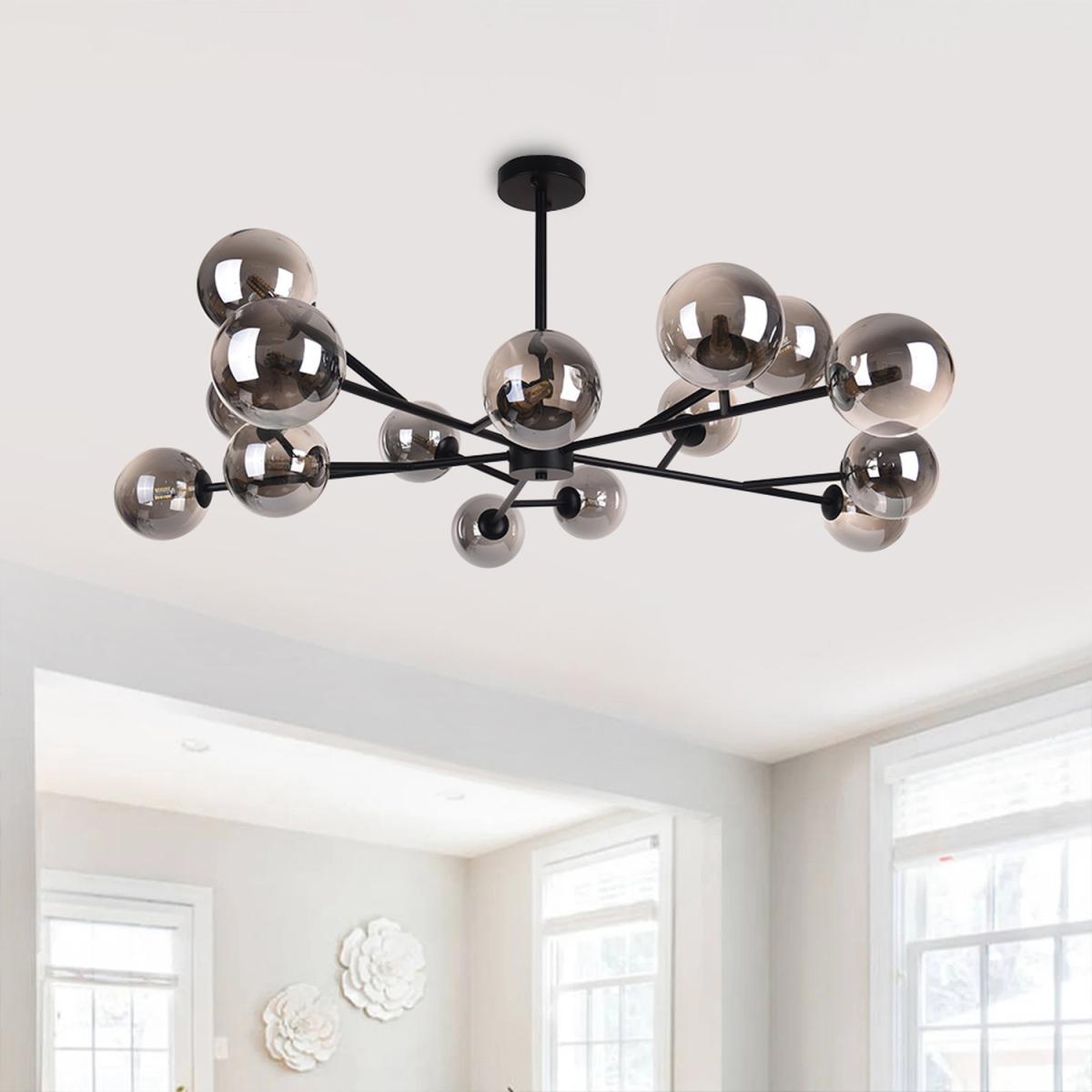 Sputnik 15-Light Glass Globe Chandelier - Black – image 2
