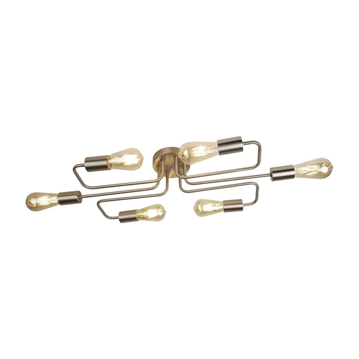 Circuit 6 Light Flush Ceiling Light Satin Silver, E27 - Satin Silver