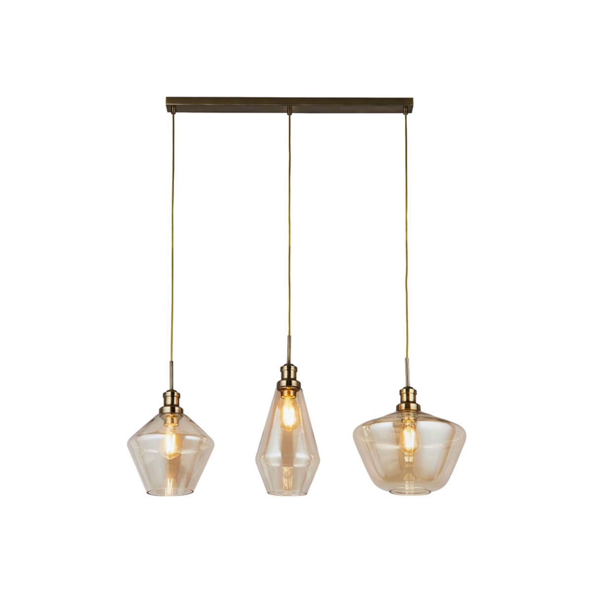 Apalachi Antique Brass and Champagne 3Lt Bar Pendant - Antique