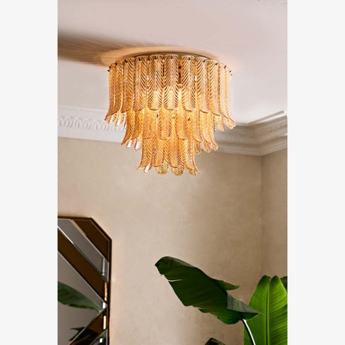 Plume Glass Flush Feather Ceiling Light – image 1