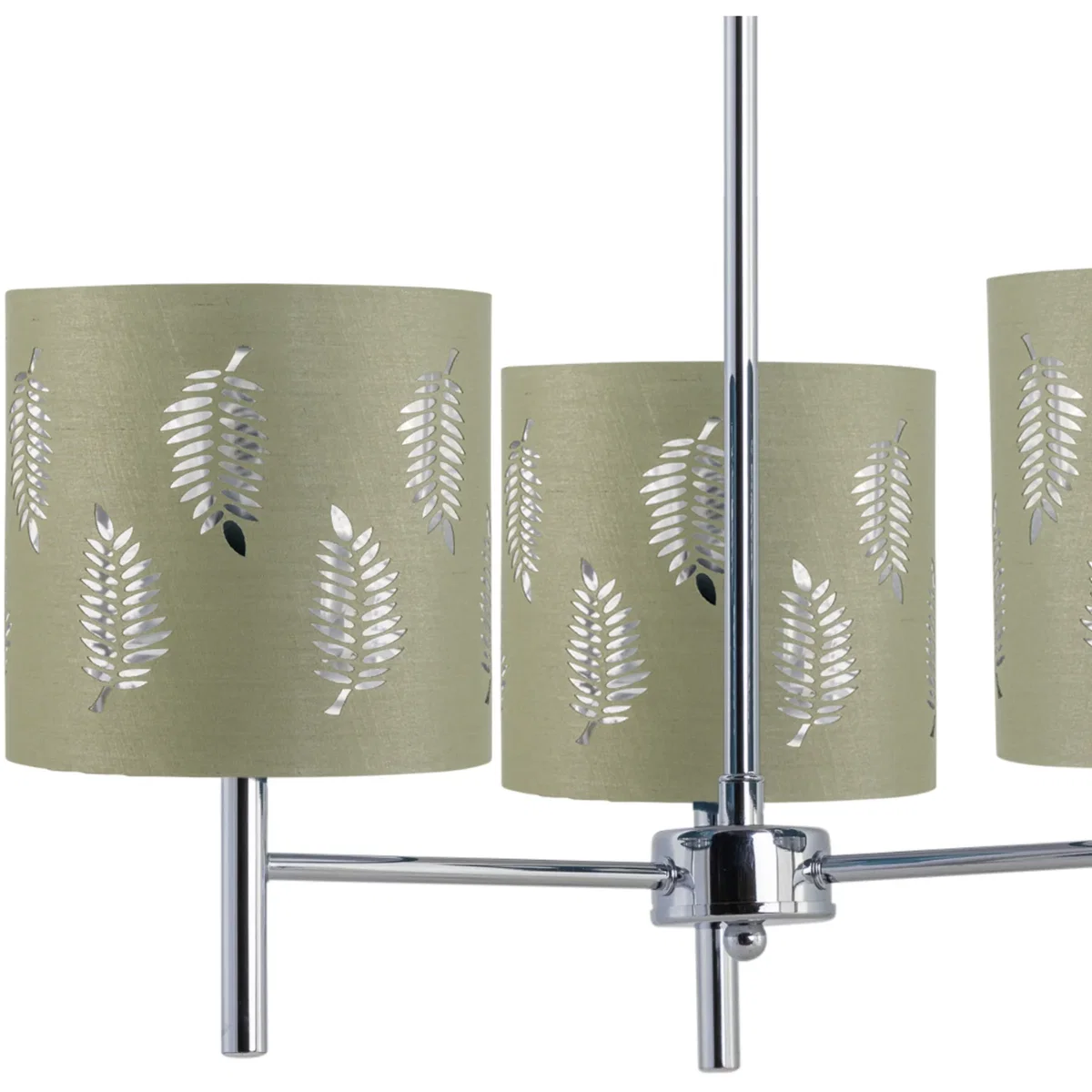 Brea Chrome 3 Light Fitting With Sage Green Fern Shades - Chrome & Sage Green – image 2