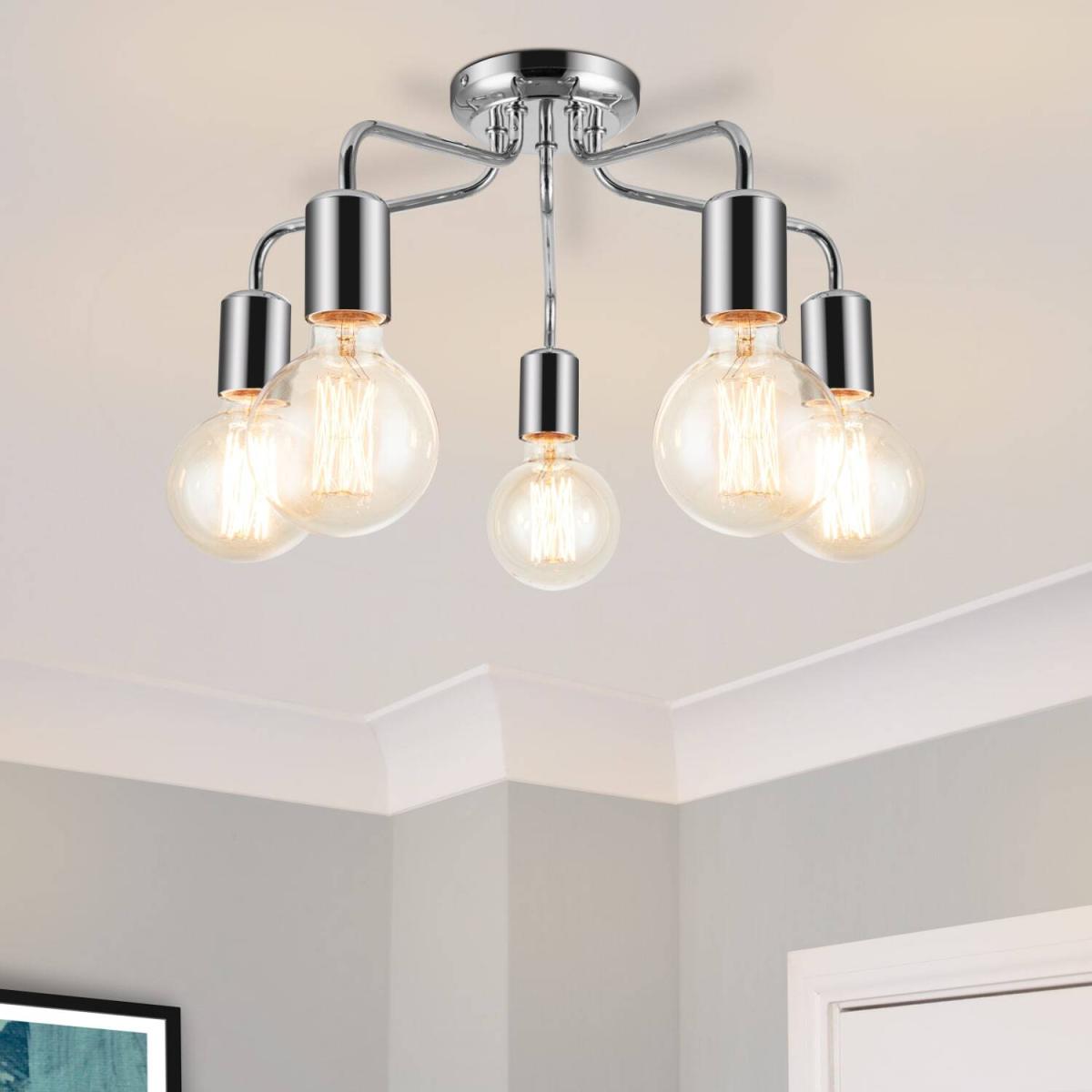 COSYLYTE Fraser 5 Light Ceiling Flush Light - Chrome