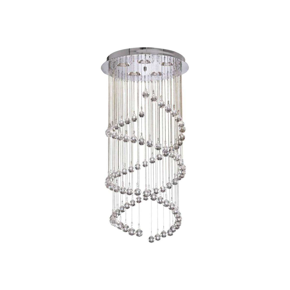 Hallway 5 Light Spiral Cluster Pendant Chrome with Crystals, G9 - Chrome / 4.5kg
