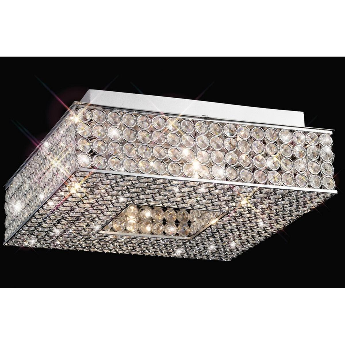 Piazza Flush Ceiling Square 4 Light Polished Chrome, Crystal - Polished Chrome – image 2