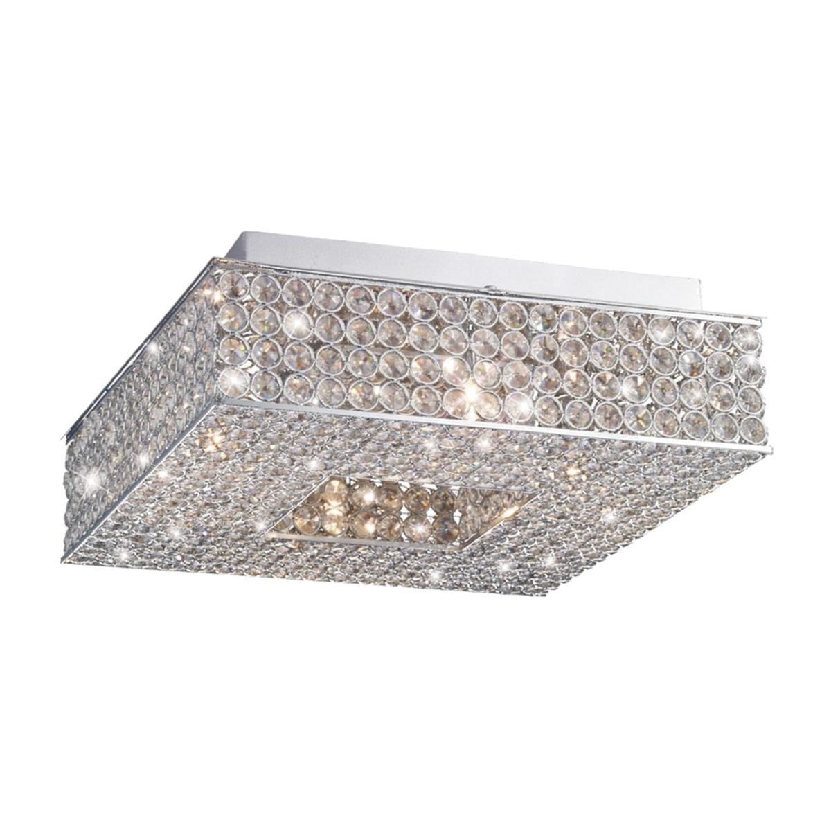 Piazza Flush Ceiling Square 4 Light Polished Chrome, Crystal - Polished Chrome – image 1