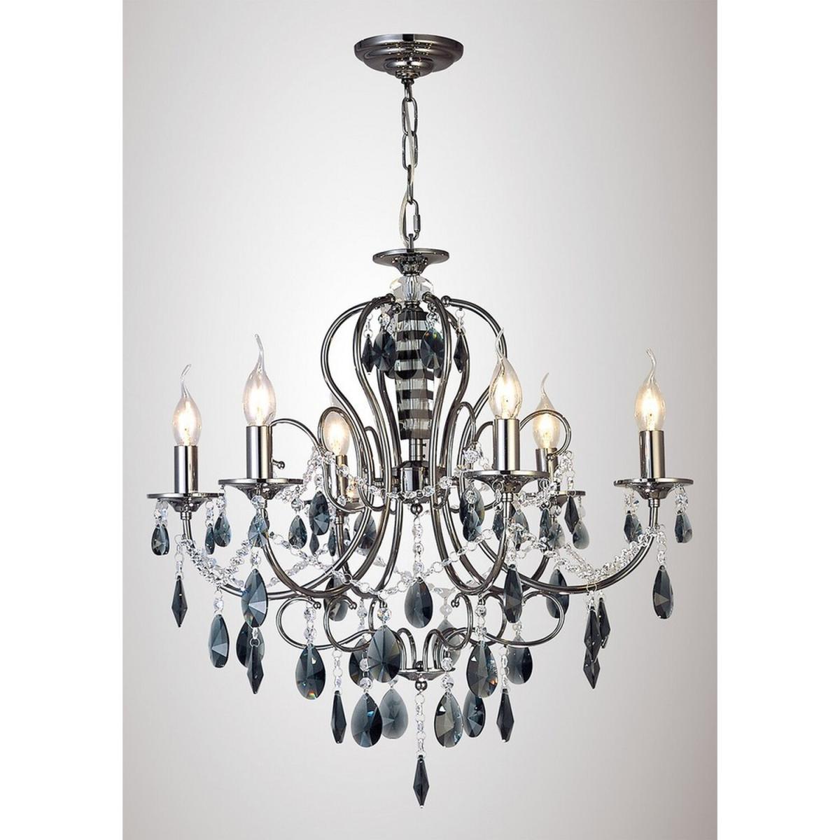 Luna Ceiling Pendant Chandelier 6 Light Black Chrome, Crystal - Black Chrome – image 2