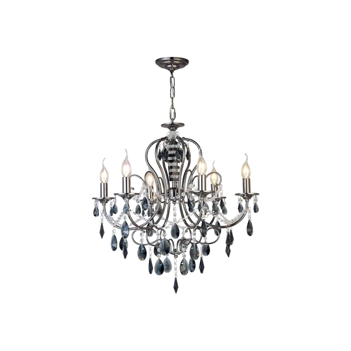 Luna Ceiling Pendant Chandelier 6 Light Black Chrome, Crystal - Black Chrome – image 1