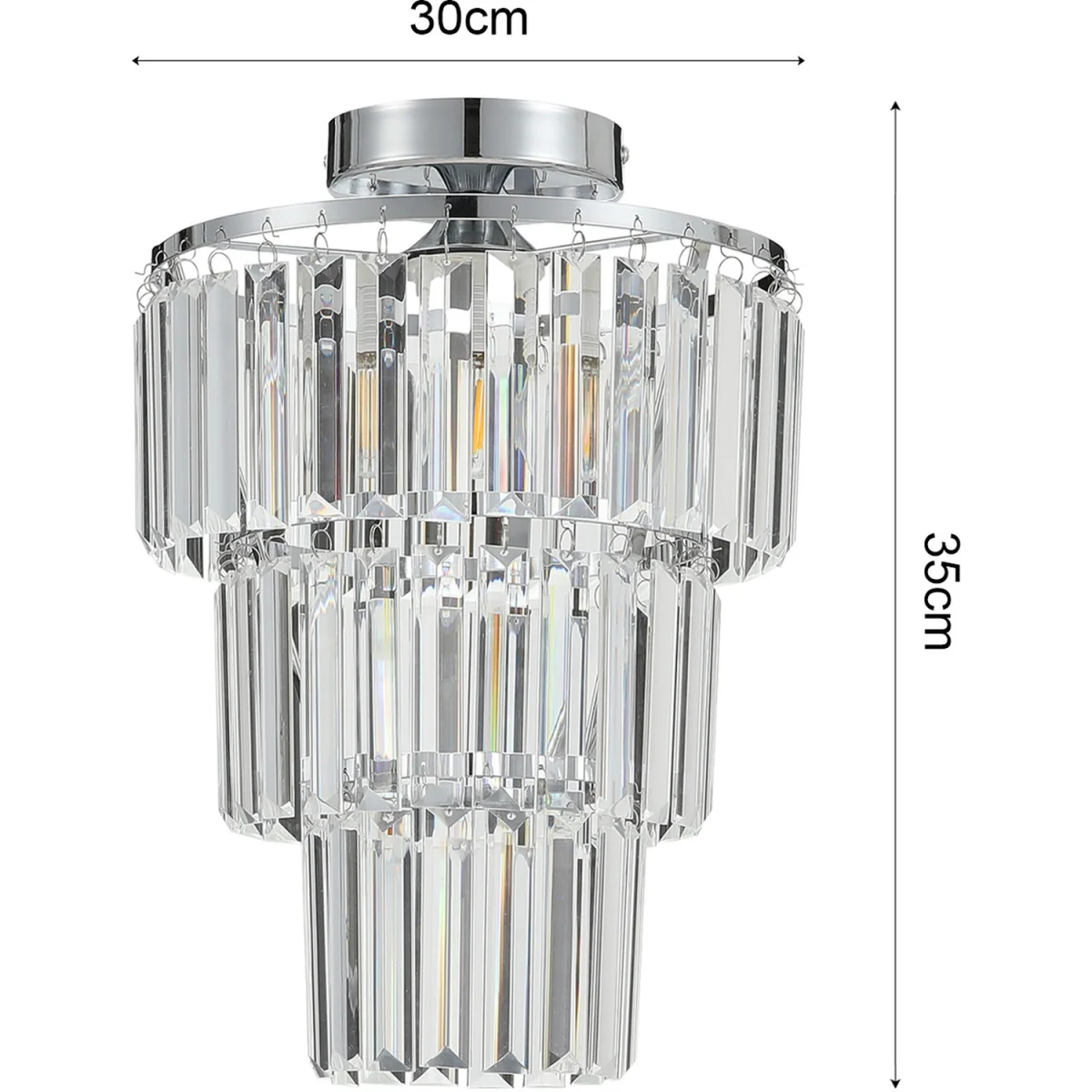 Multi Layered Crystal Mount Ceiling Light - Silver – image 2