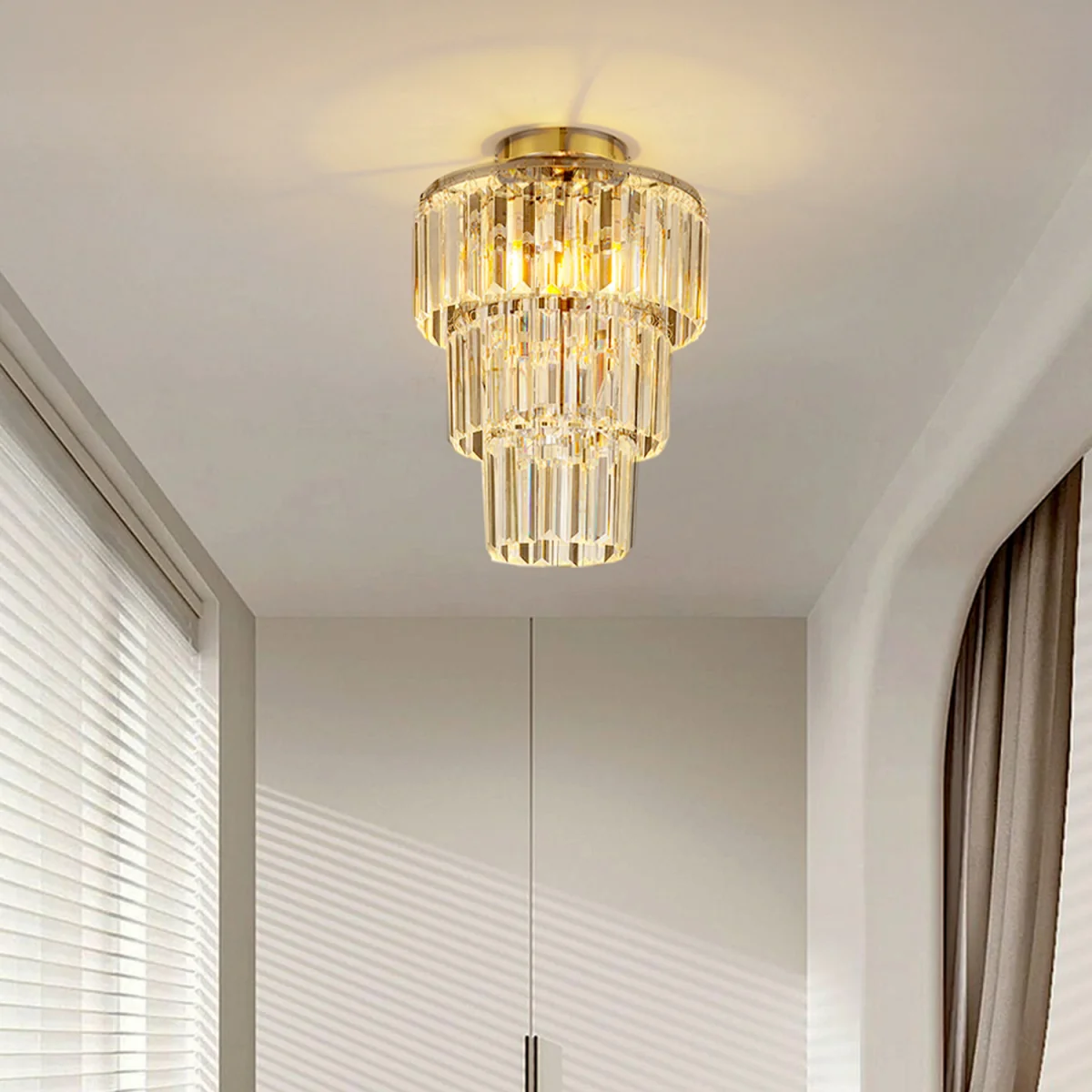 Multi Layered Crystal Mount Ceiling Light - Silver – image 11