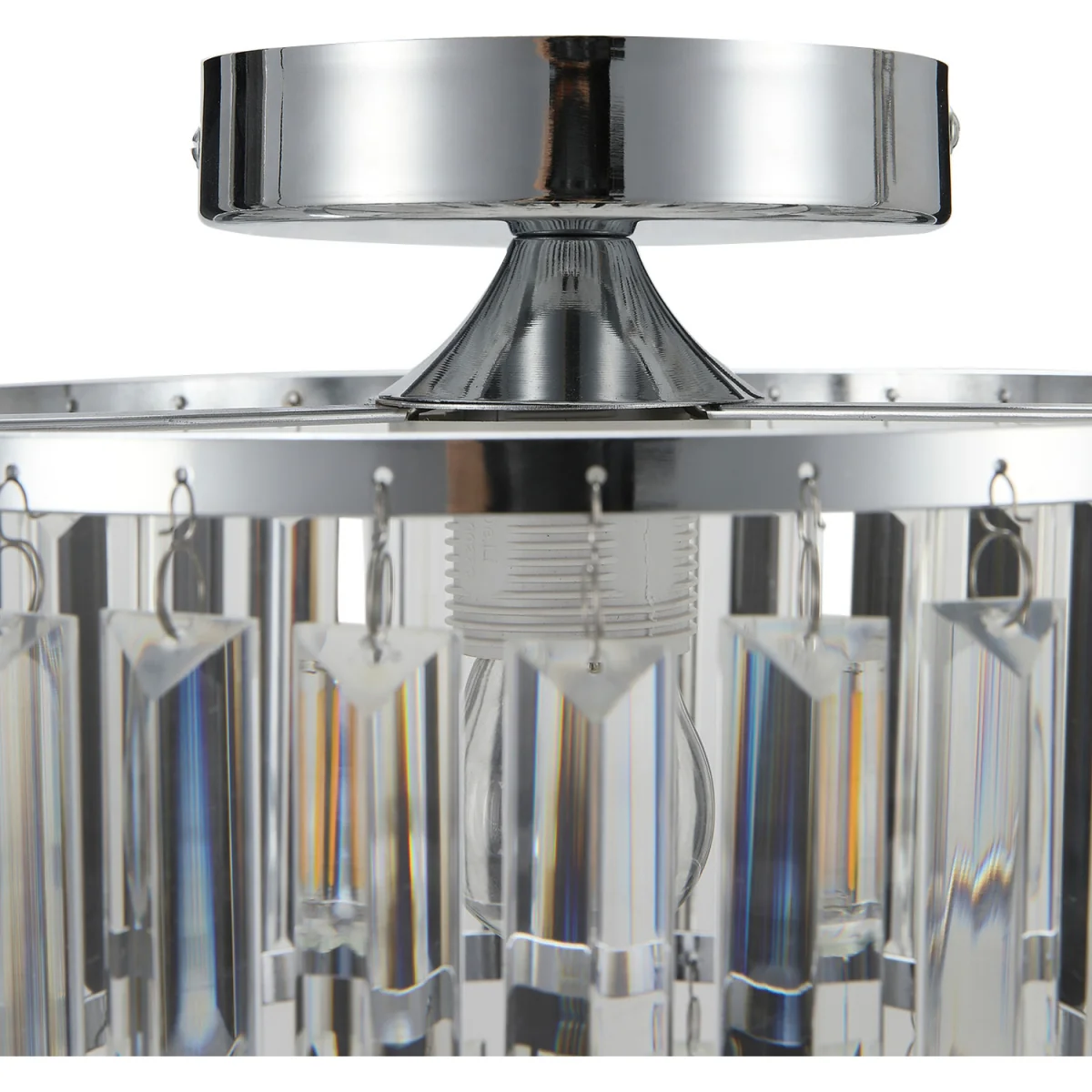 Multi Layered Crystal Mount Ceiling Light - Silver – image 3