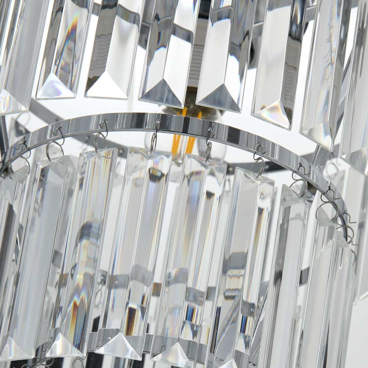 Multi Layered Crystal Mount Ceiling Light - Silver – image 5