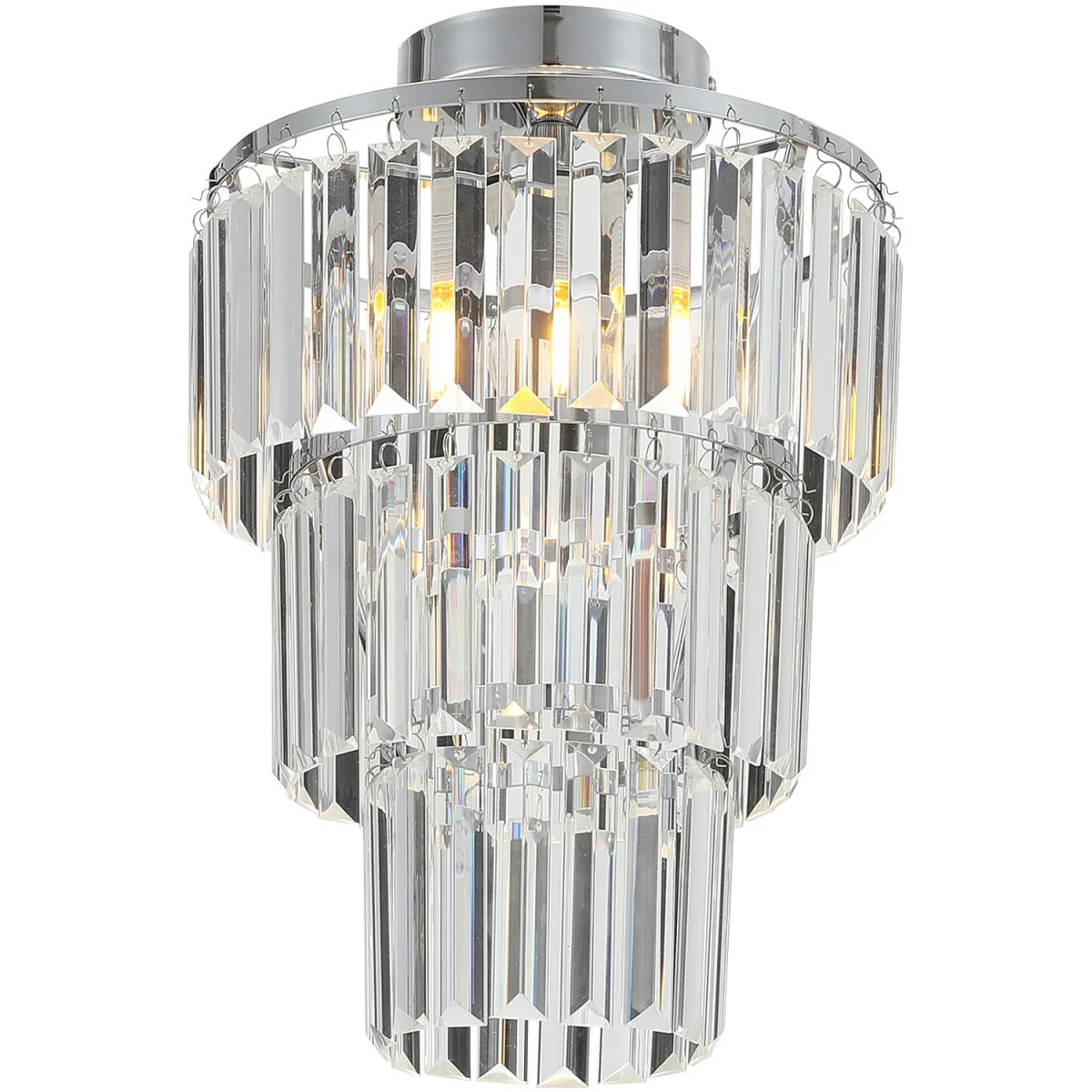 Multi Layered Crystal Mount Ceiling Light - Silver – image 8