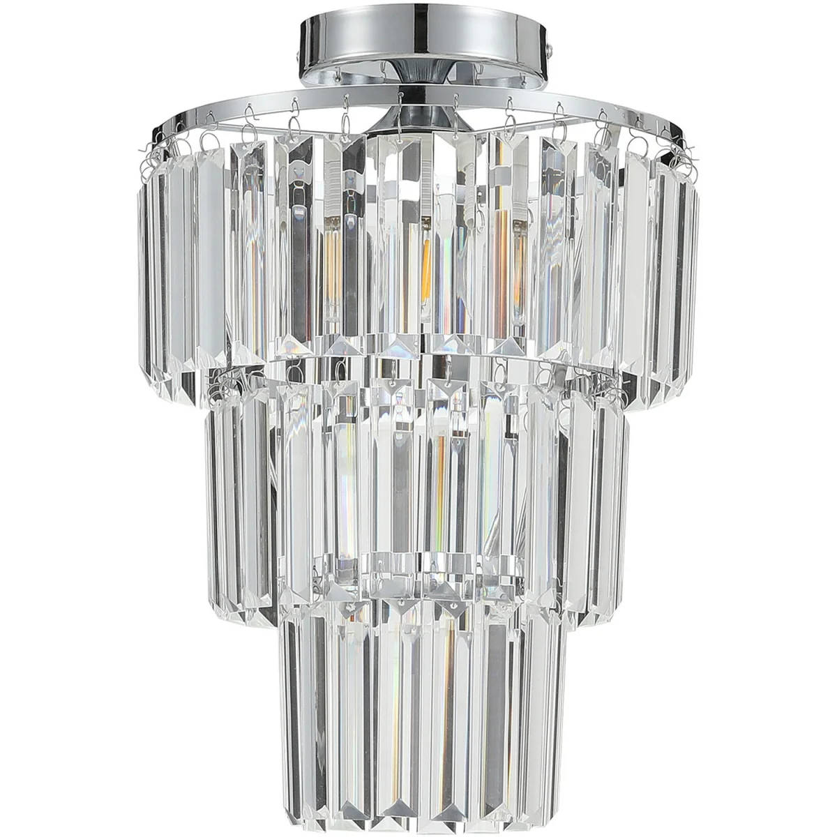Multi Layered Crystal Mount Ceiling Light - Silver – image 9