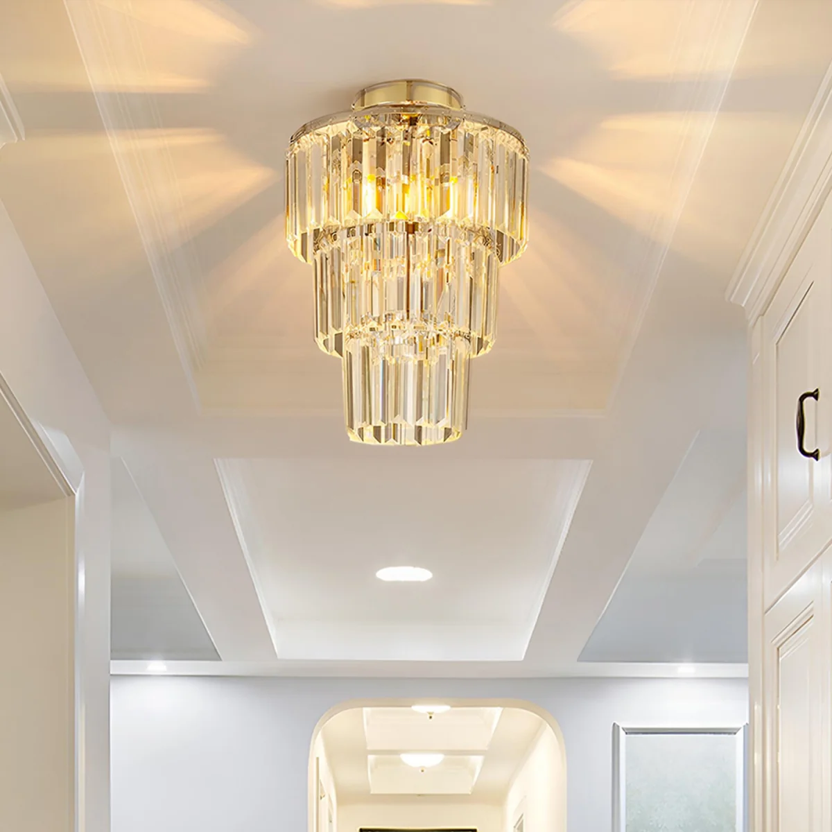 Multi Layered Crystal Mount Ceiling Light - Silver – image 10