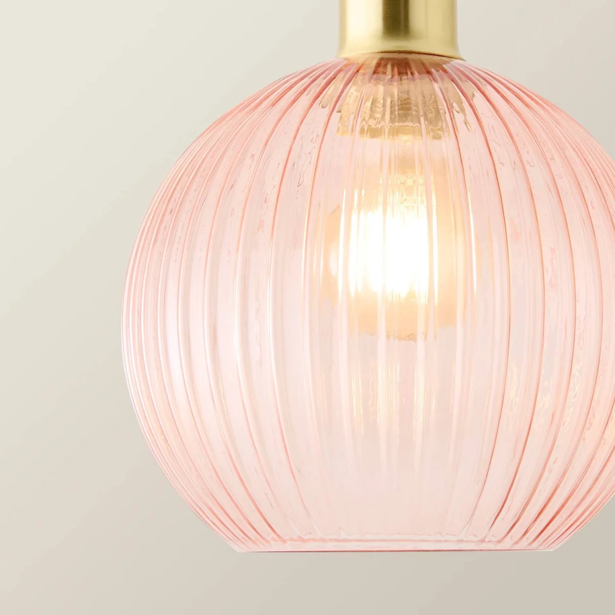 Maddison Brushed Gold Ceiling Light Pink Glass Shade - Pink – image 5