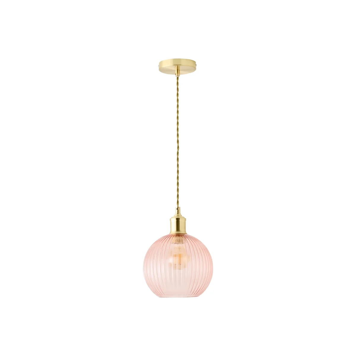 Maddison Brushed Gold Ceiling Light Pink Glass Shade - Pink – image 1