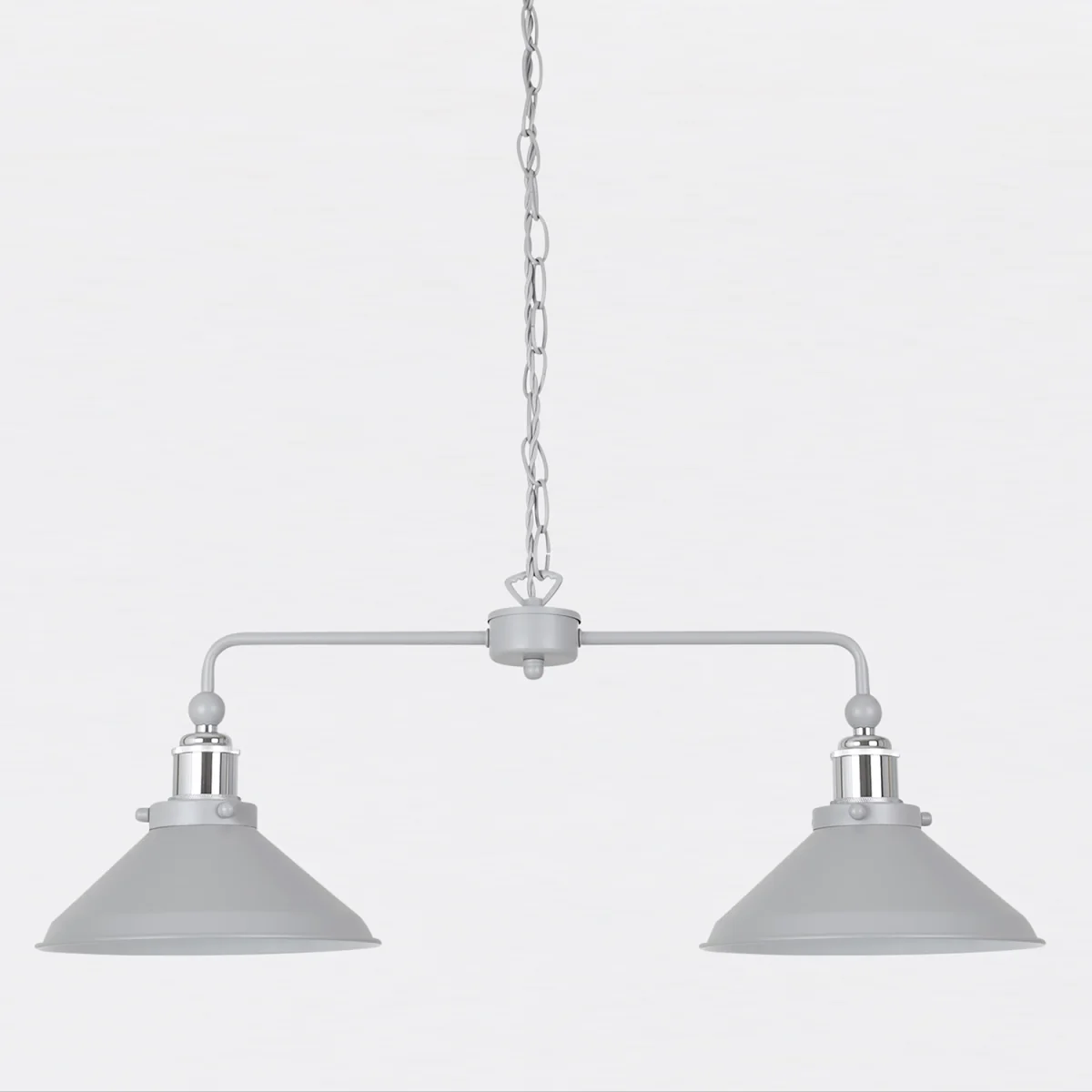 Set Of 2 Maxwell 2lt Bar Ceiling Pendant Lights - Flint Grey With Polished Chrome Plate Detail – image 2