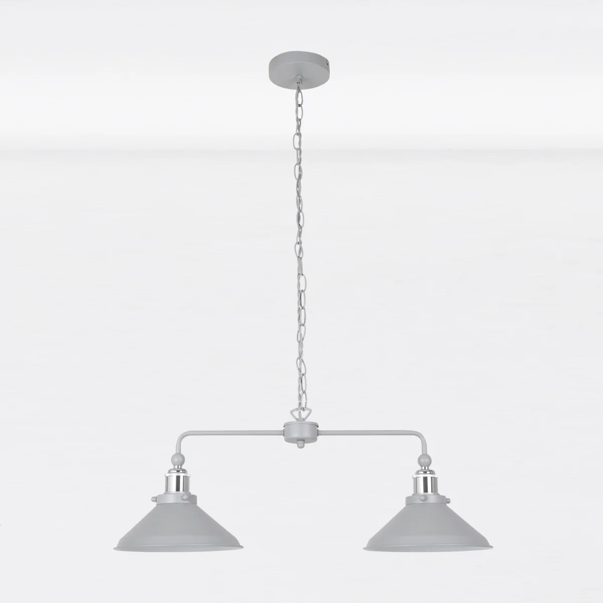 Set Of 2 Maxwell 2lt Bar Ceiling Pendant Lights - Flint Grey With Polished Chrome Plate Detail – image 3