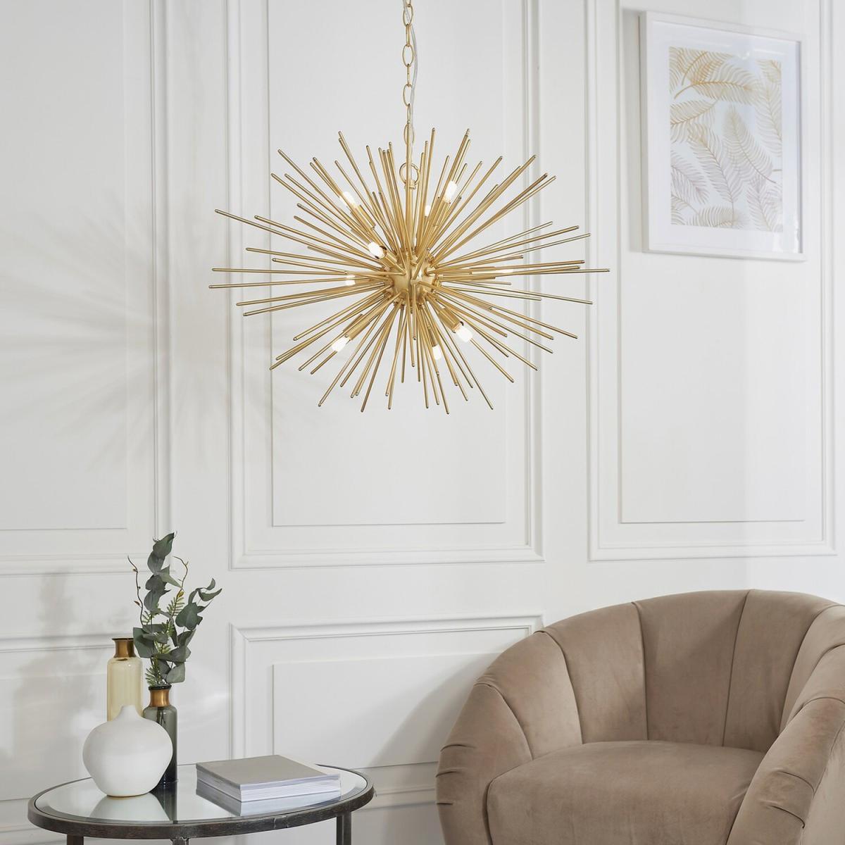 Orta 9 Light Spherical Pendant Satin Brushed Gold Plate, G9 - Satin Brushed Gold Plate – image 2