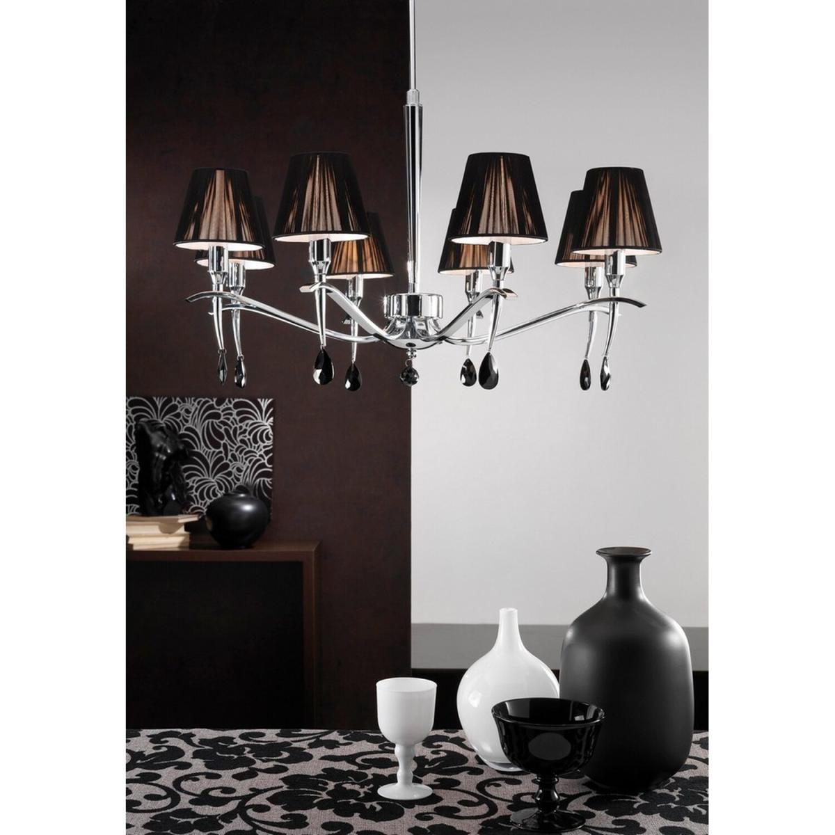 Siena Ceiling Pendant E14, Polished Chrome, Black Shades, Black Crystal - Polished Chrome / 75cm – image 2